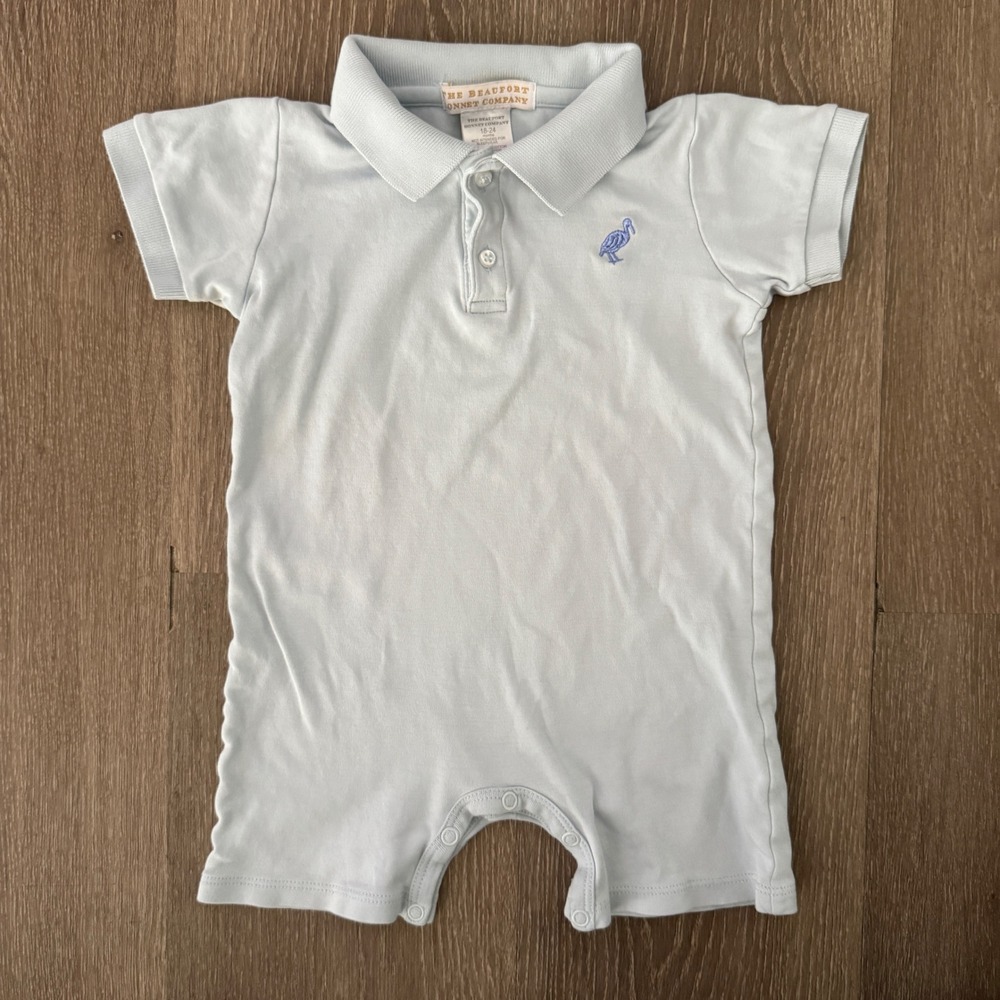 The Beaufort Bonnet Company Sir Proper's Romper Kids 18-24M Blue Pima Cotton